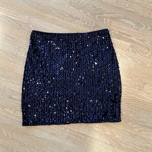 Navy Blue Sequin Skirt